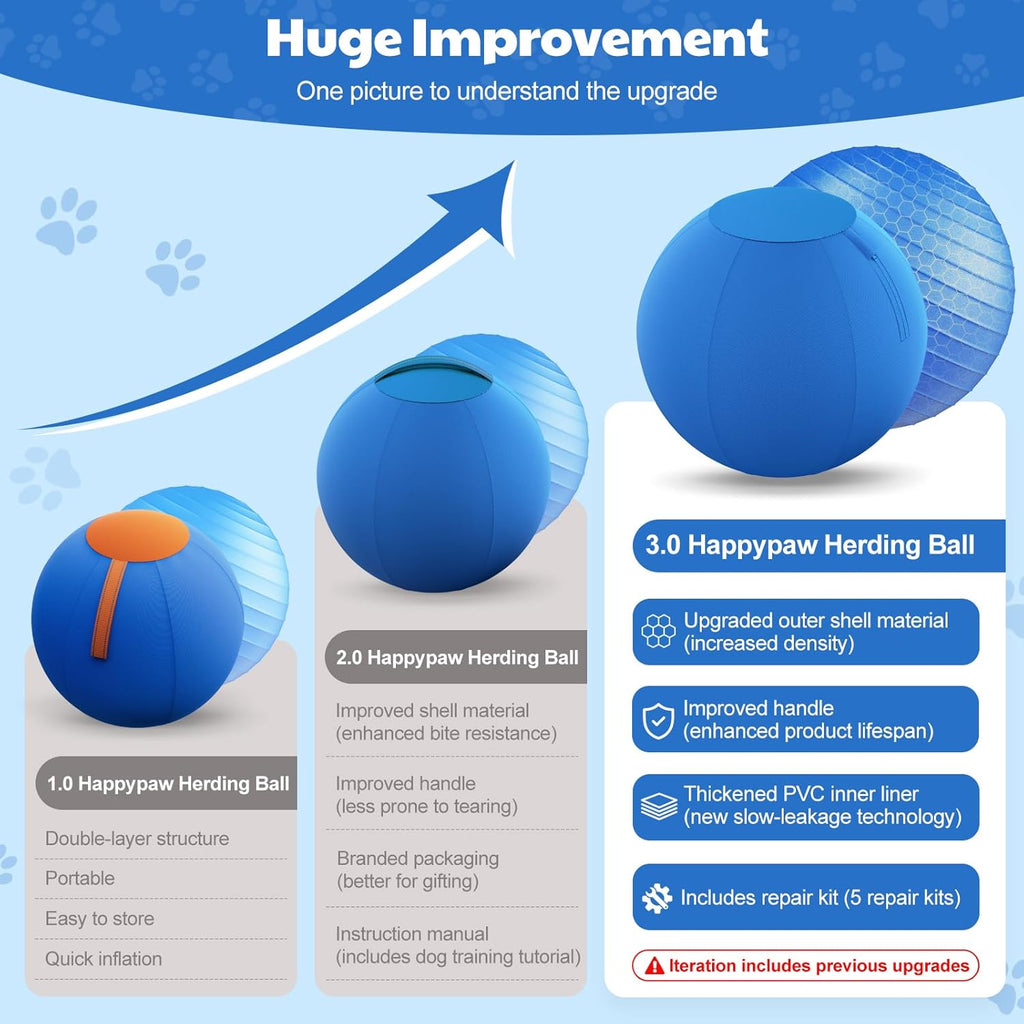 Side view of Bugarore 18 inch herding ball for dogs