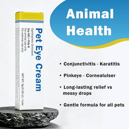 Applying dual action pet eye medication to clean discharge safely