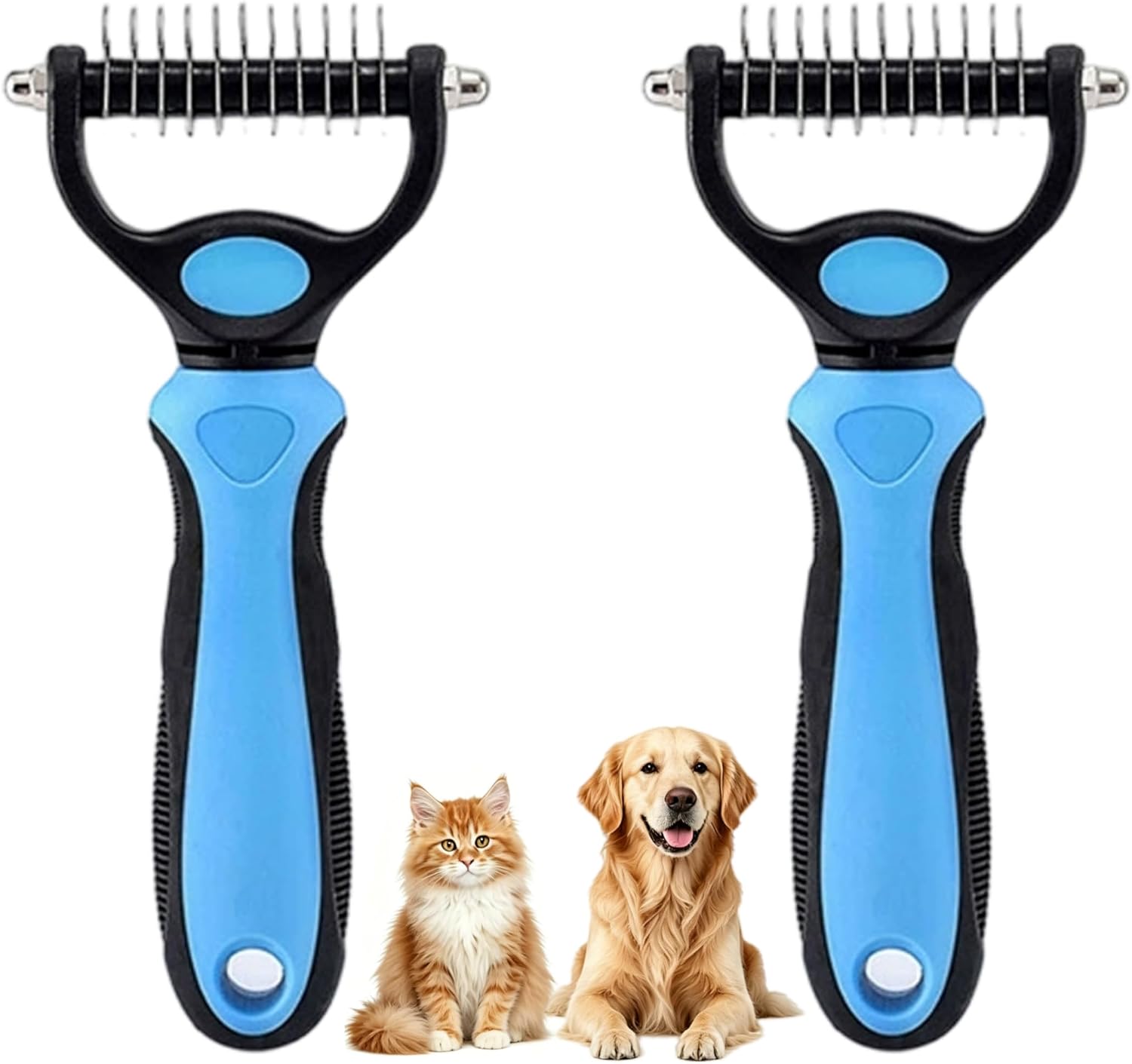 Dematting Comb for Dogs and Cats, Undercoat Rake Pet Brush for Long Hair, Deshedding Dog Brush Removes Tangles Knots and Loose Fur, Grooming Tool for Thick Coats (Blue L) - Image 12