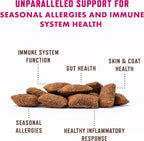 Back label of Rocco & Roxie cat allergy relief chews highlighting probiotics and fish oil