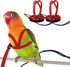 Hokable pet parrot bird harness and leash set in vibrant red front view