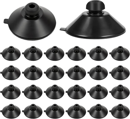 Classicseali aquarium suction cups front view showing the twenty four pieces pack of black rubber suckers for fish tank organization.