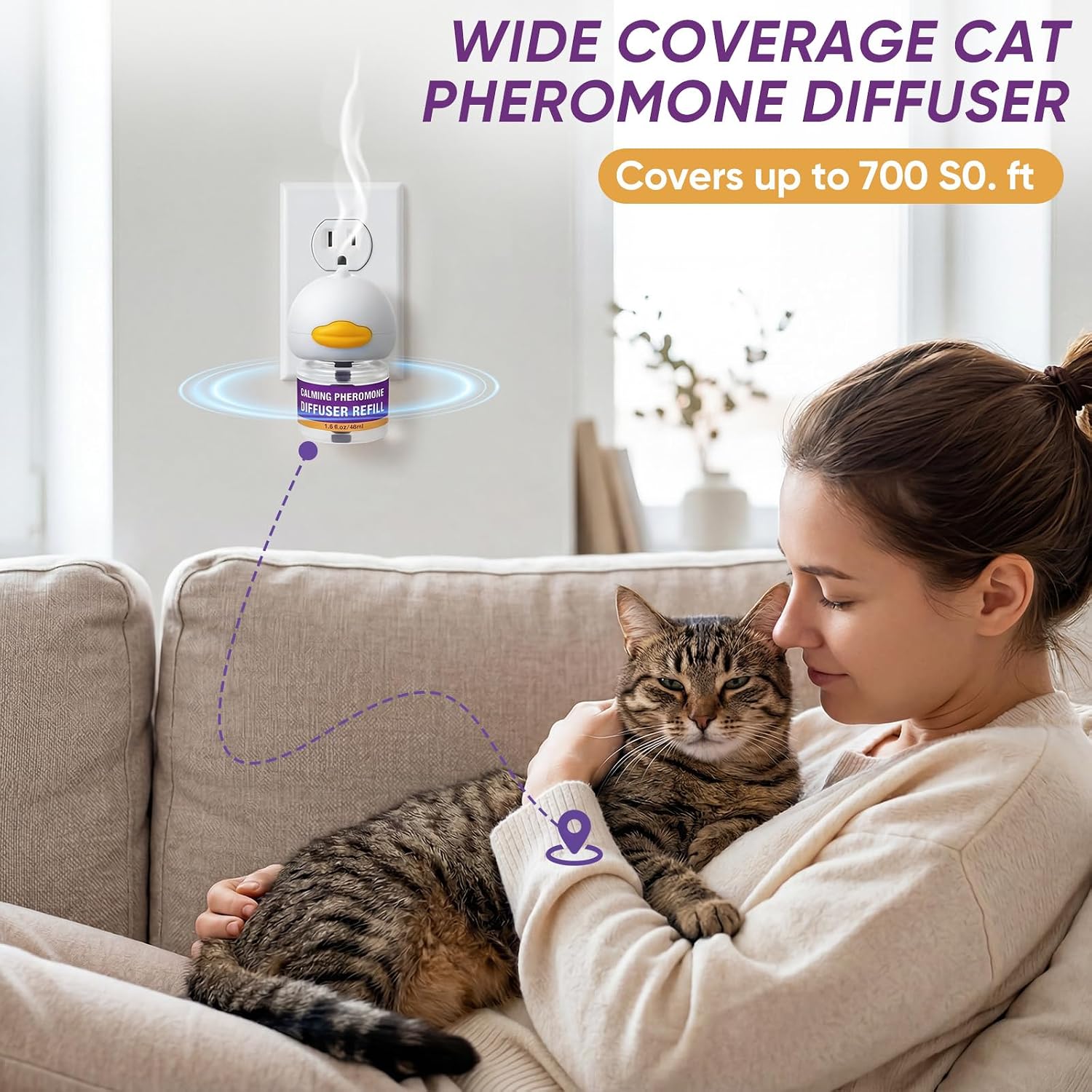 Nakesy non toxic drug free cat stress relief plugin device installed in a standard wall outlet