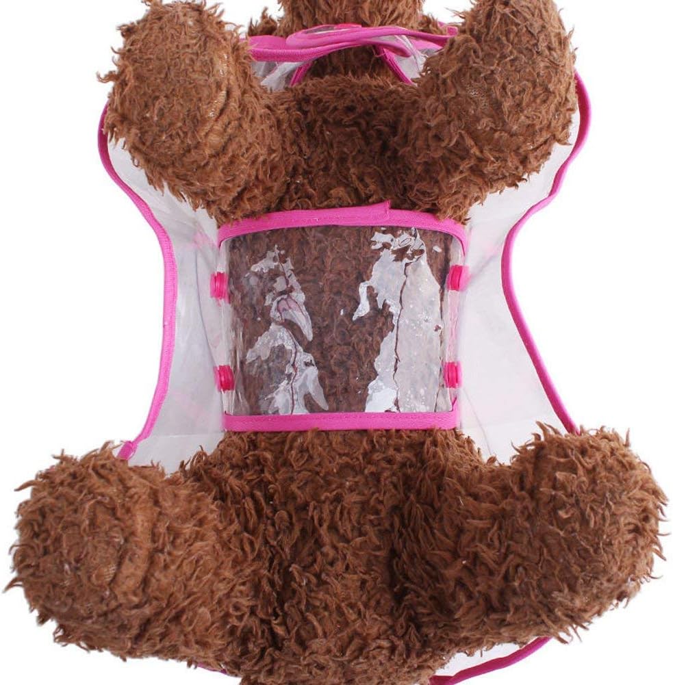 Waterproof EVA plastic puppy rain jacket close up on material quality