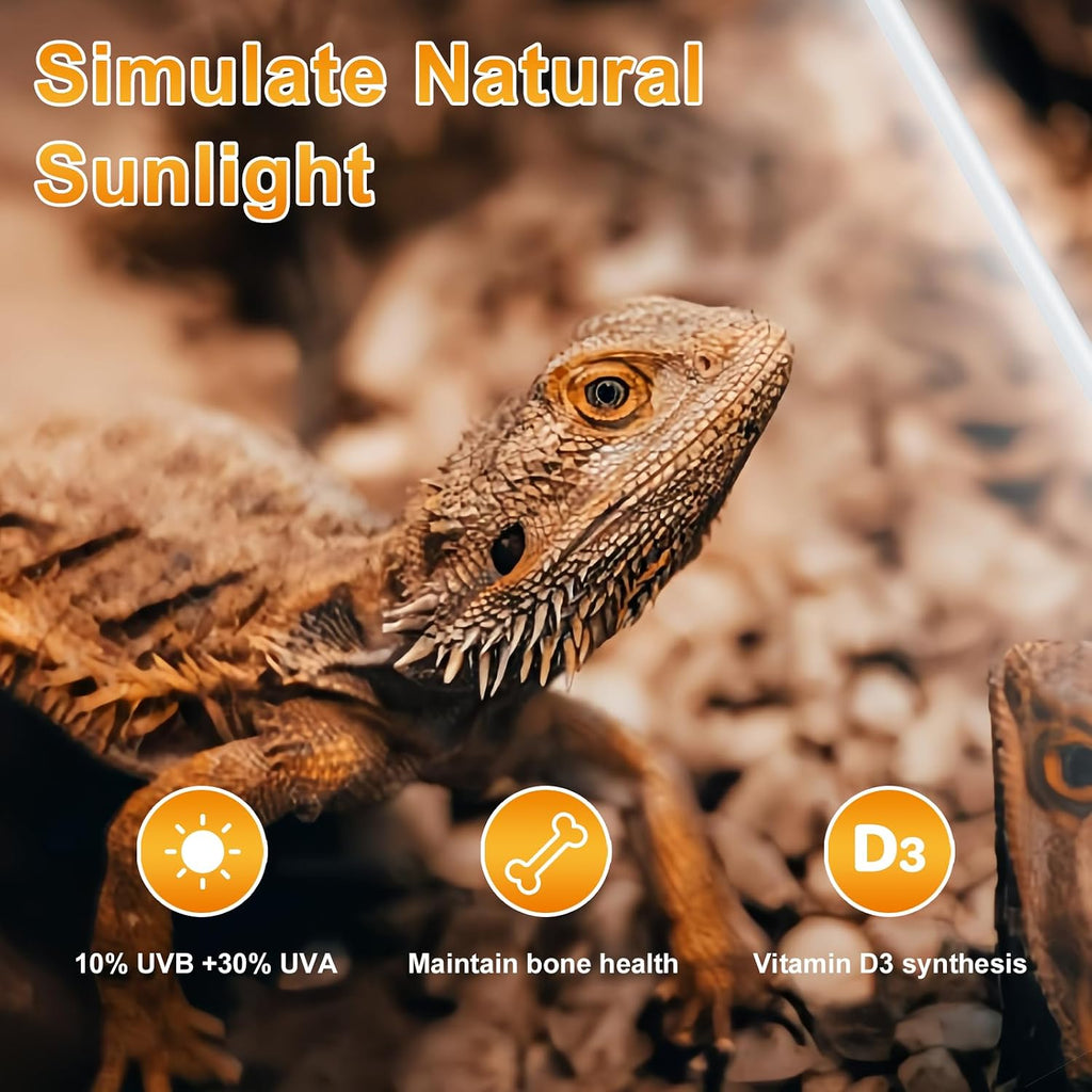 Lucky Herp T8 desert reptile lamp illuminated in test setup
