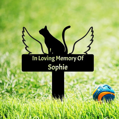 Custom Cat Name Memorial Grave Stake Marker, Personalized Floral Cat Memorial Grave Marker, Customized Flowers Butterfly Cat Memorial Stake Outdoor Metal Grave Plaque Cat Memorial Statue - Image 10