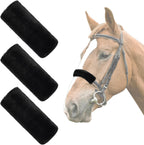 NVAAV horse halter noseband cover set front view showing soft artificial rabbit fur padding.