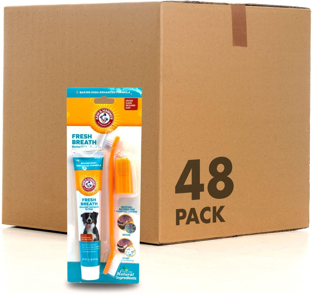 Healthy dog smile after using Arm and Hammer dental care kit