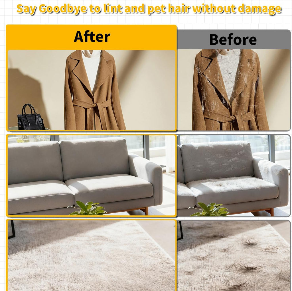 Pet hair removal glove lifting dog fur from carpet