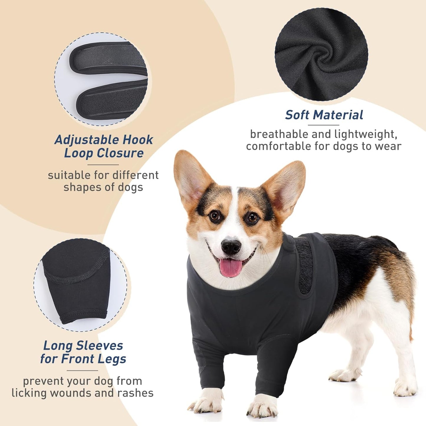 IDOMIK adjustable dog leg sleeves to stop licking close up fabric