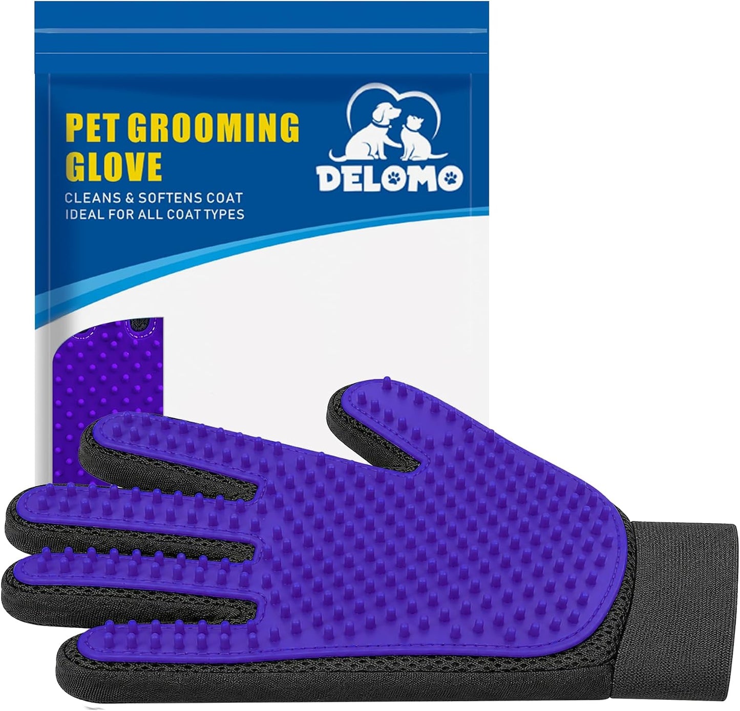 Pet Hair Remover Glove - Gentle Pet Grooming Glove Brush - Deshedding Glove - Massage Mitt with Enhanced Five Finger Design - Perfect for Dogs & Cats with Long & Short Fur - 1 Pack (Right-hand), Blue - Image 10