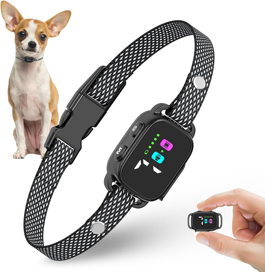 RICIVI anti-bark collar for small dogs front view black design