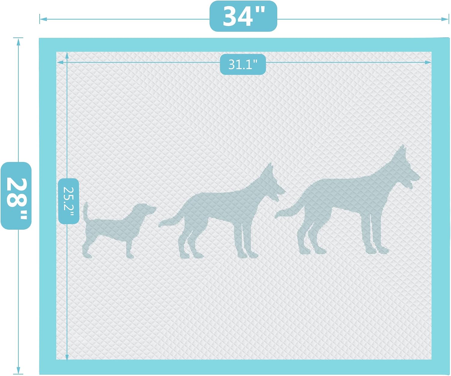 BESTLE super absorbent pet pee pads packaging back view instructions