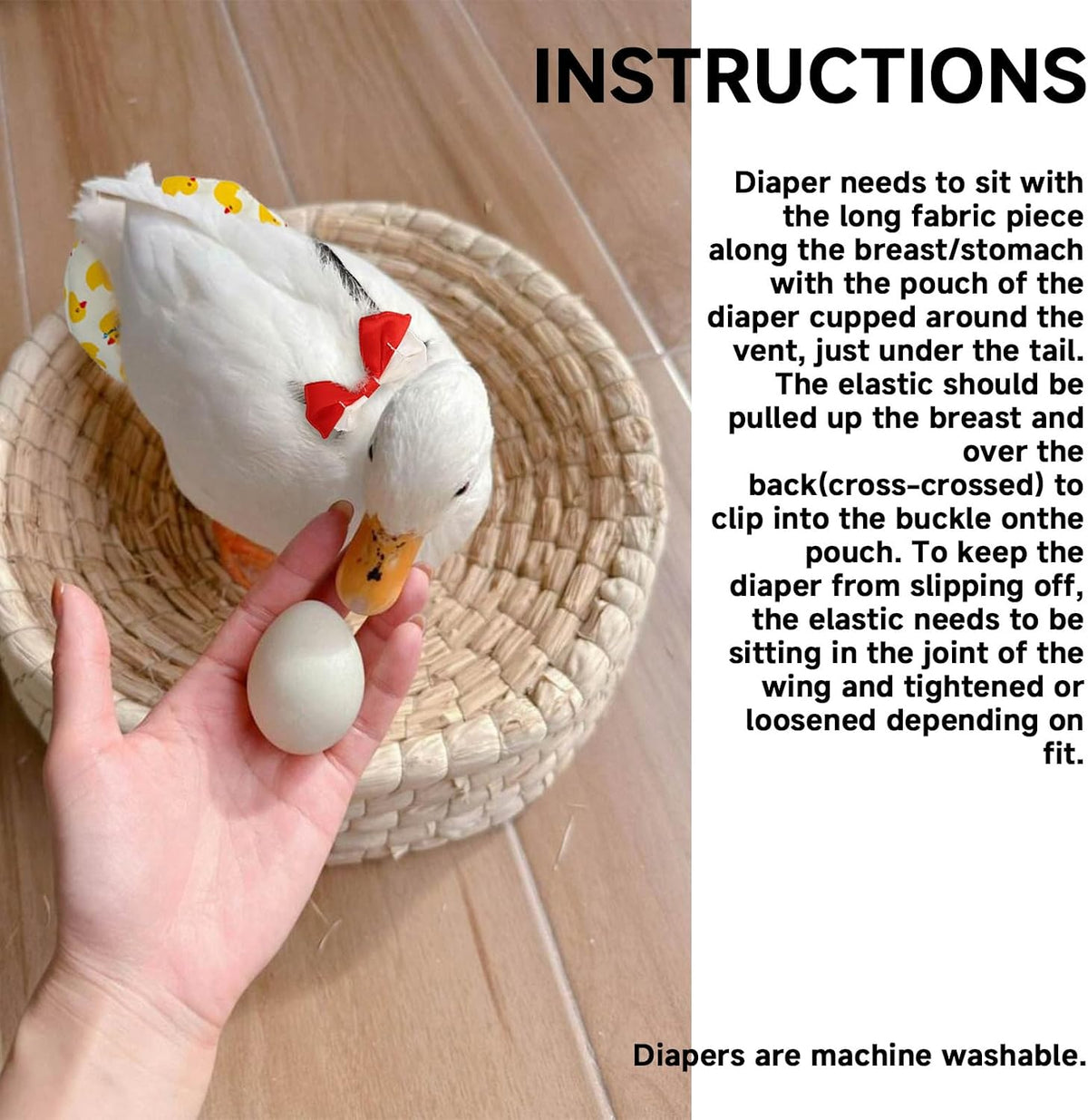 Washable polyester duck diaper featuring secure buckle closure