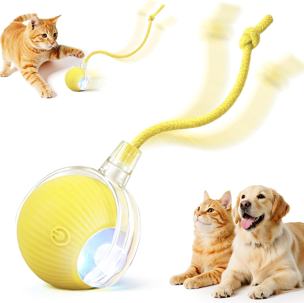 Smart Interactive Automatic Electric Rolling Moving Rechargeable Motion Activated Self Play Electronic Stimulation Chase Teaser Ball Toy with Rope for Indoor Bored Adult Cat and Dog, Red - Image 9