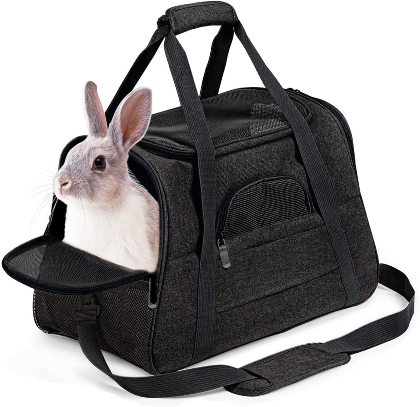 kathson Small Animal Carrier Bag, Guinea Pig Rabbit Travel Carrier Breathable Mesh Window Pet Portable Hand Bag for Hamster Bird Bunny Bearded Dragon Kitty and Etc (Grey) - Image 8