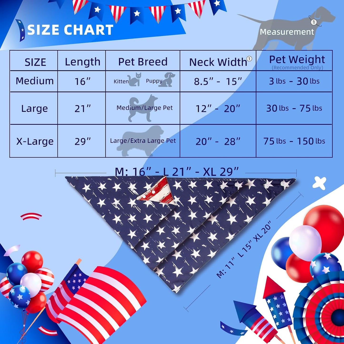 Small dog modeling reversible American flag bandana