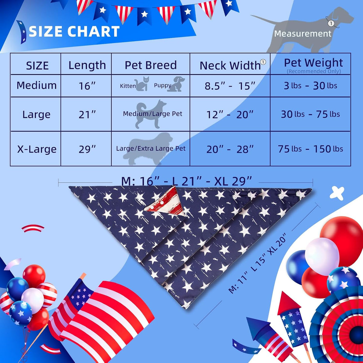 Small dog modeling reversible American flag bandana