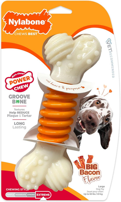 Nylabone Power Chew Groove Bone - Dog Toys for Aggressive Chewers - Durable Dog Toy for Small Breeds - Small Dog Chew Toys - Flavor Medley, Small, Up to 25 Ibs. (1 Count) - Image 11