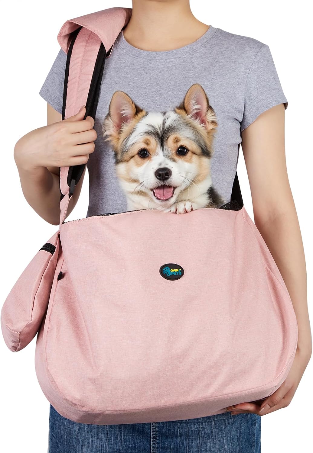Ownpets Pet Sling Carrier, Fits 15 to 25lbs Extra-Large Dog/Cat Sling Carrier Reversible and Hands-Free Dog Bag with Adjustable Strap and Pocket Shoulder Pad for Outdoor Travel Hiking - Image 9