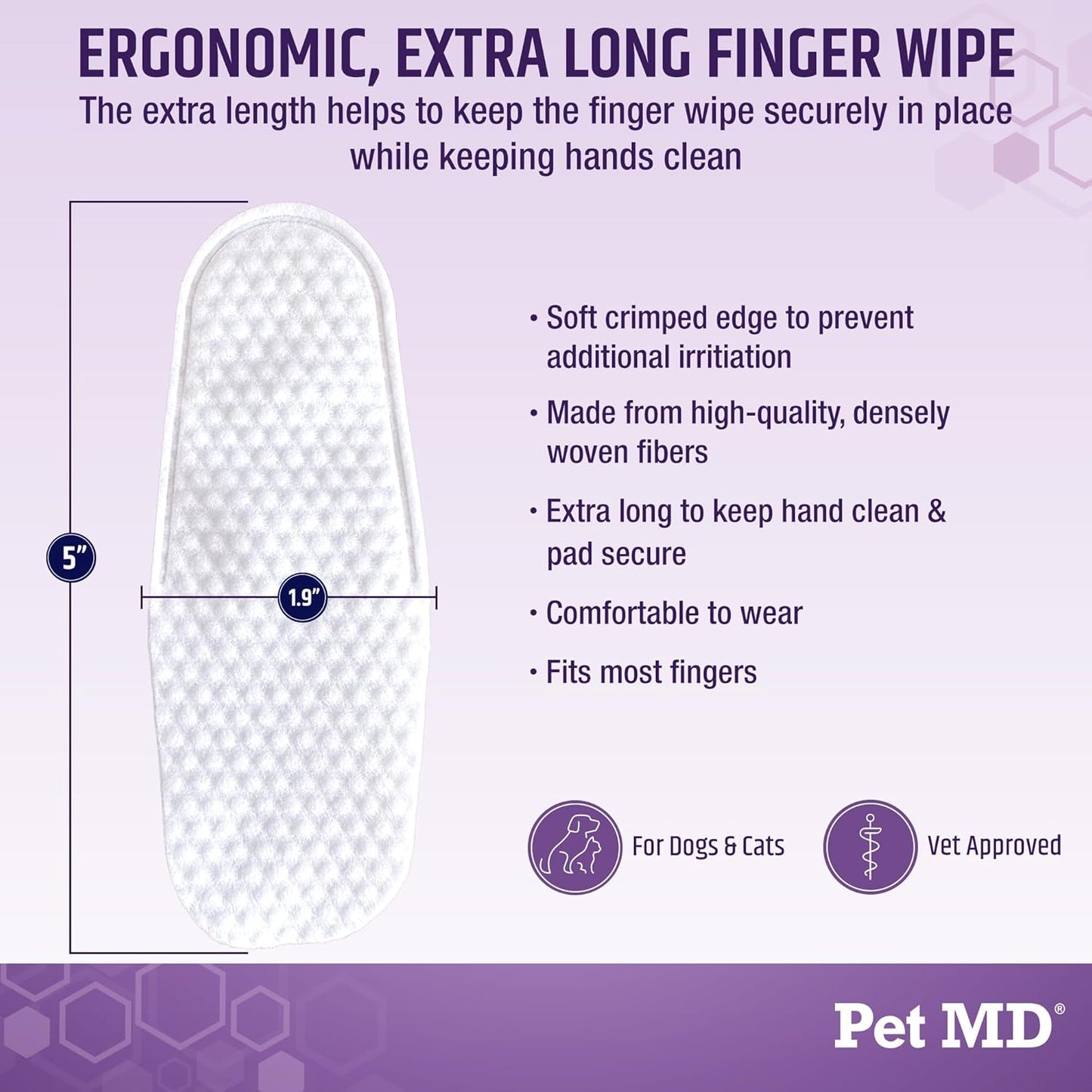 Side view of Pet MD 50 count ear cleaning wipes container