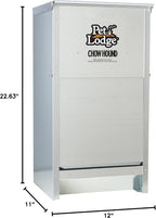 Pet Lodge twenty five pound dog feeder displaying the magnetic door closure system.