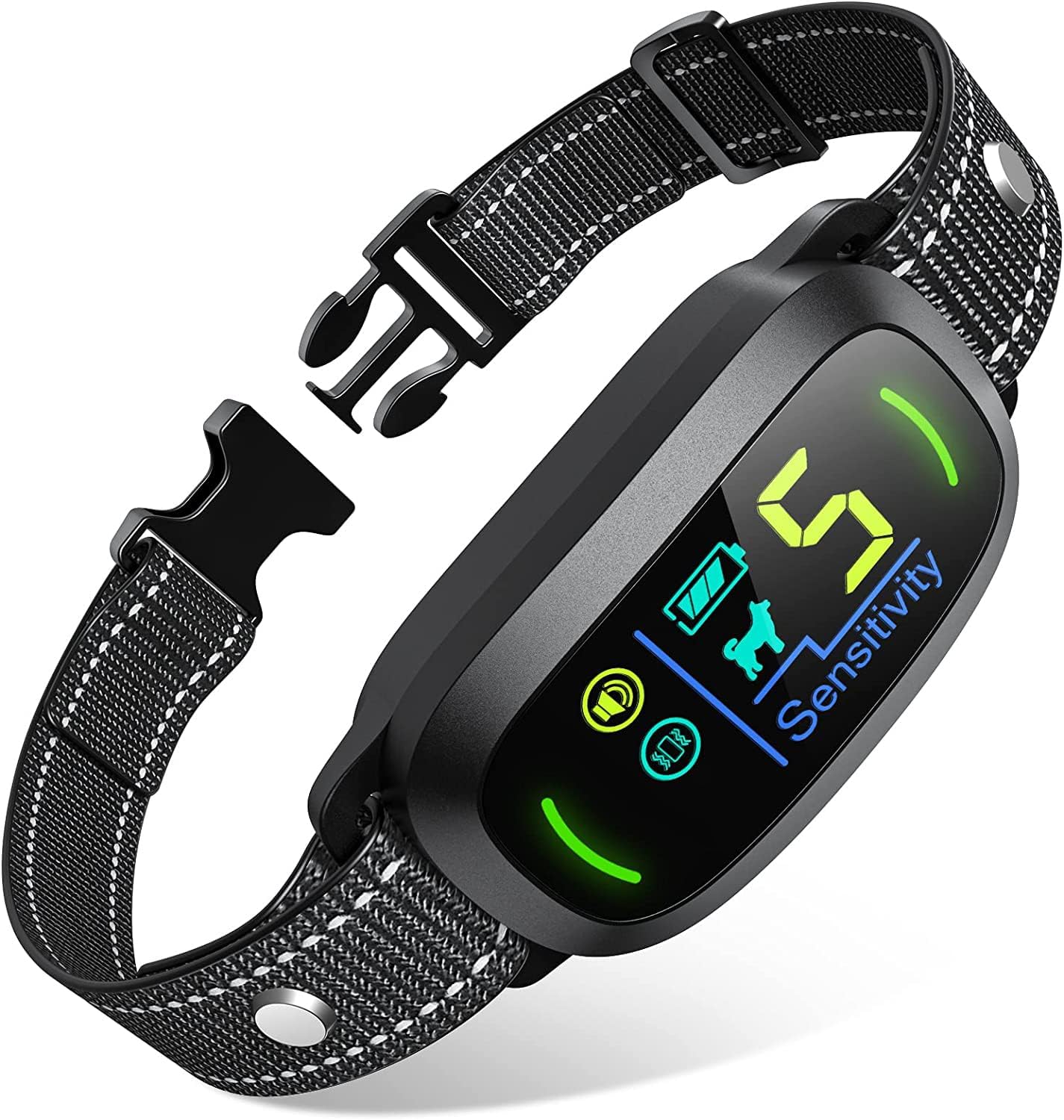 Fafafrog rechargeable smart dog bark collar front view black
