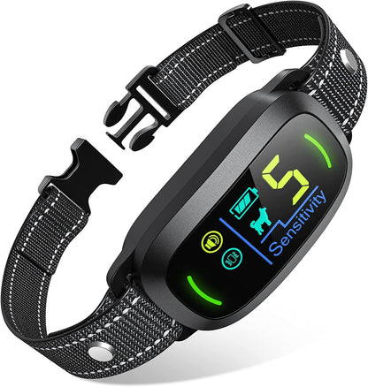 Fafafrog rechargeable smart dog bark collar front view black
