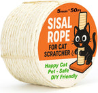 Natural Sisal Rope for Cat Scratcher Tree Thick 5-mm 1/5 Inch by 100 Feet, Cat Tower Climbing Twine for Cat Scratching Post Replacement, Scratch Post Repairing, Replace, Recovering and DIY, White - Image 11