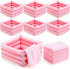FillTouch 12 piece kids foot spa kit front view showing pink basins and towels