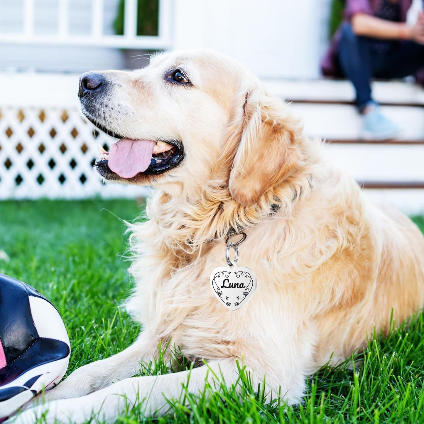 Handmade rust resistant custom engraved dog name tag for small pet collars.
