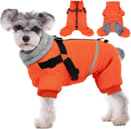 BRKURLEG Purple Dog Coat with Harness, Dog Winter Jacket, Dogs Onesie Body Warm Jackets, Small Dogs Winter Coats Reflective Windproof Warm Cold Weather Coats, Pet Waterproof Jackets, M - Image 10