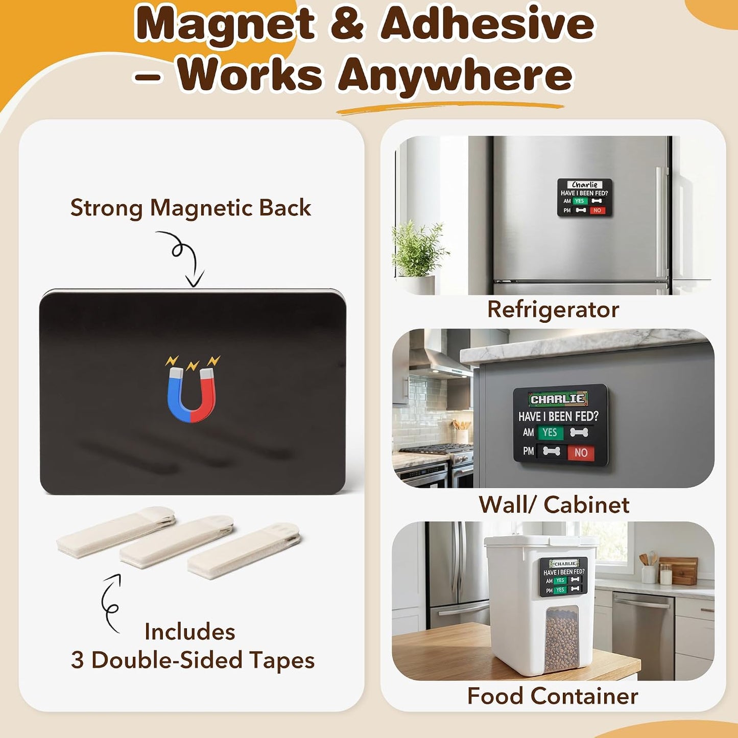 EliteSign pet routine tracking chart with adhesive tape accessories for wall mounting.