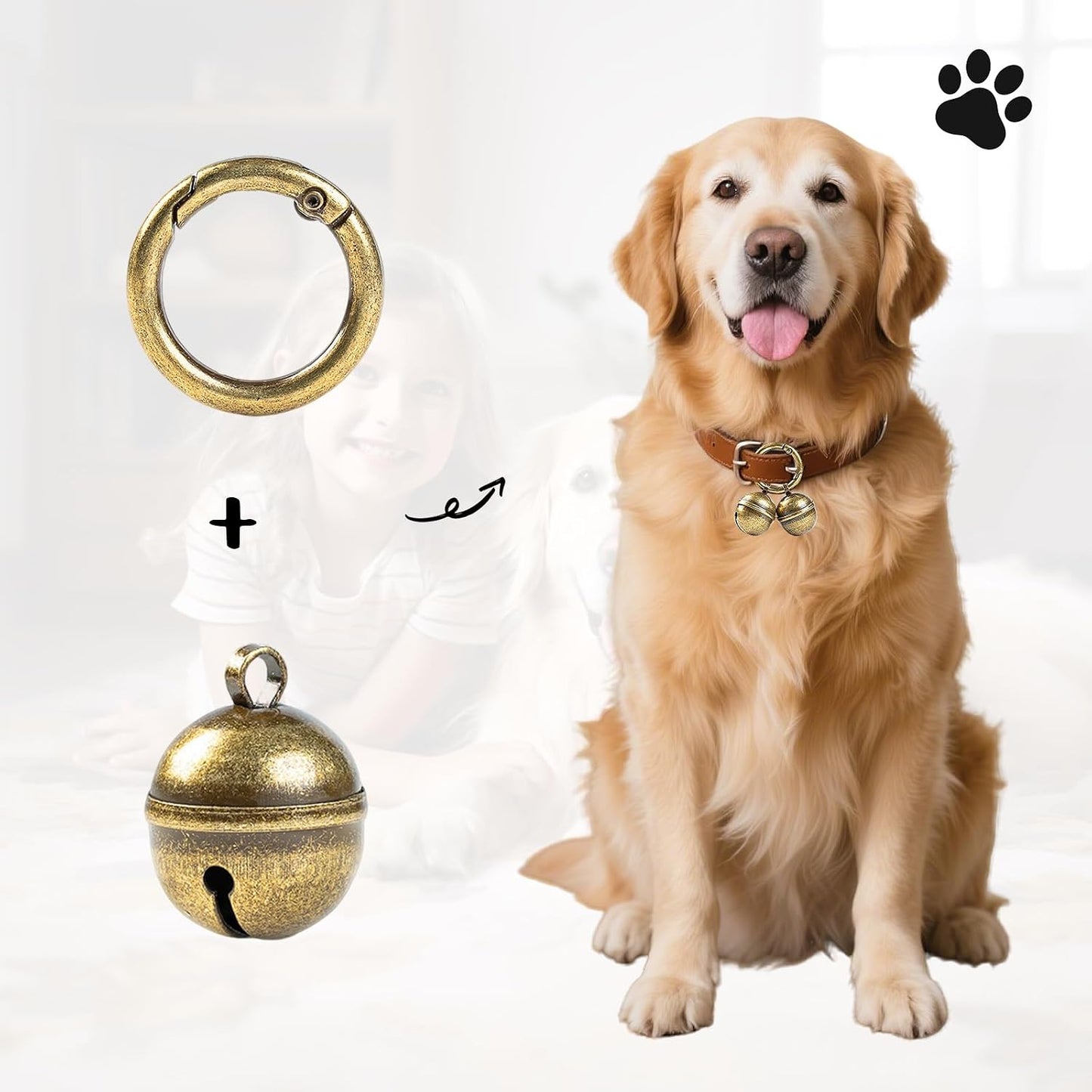 Close up view of the durable two point two centimeter copper pet bell tracker for outdoor safety.