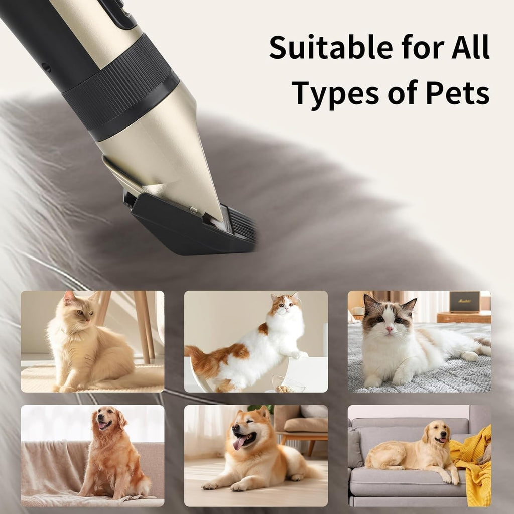 FuzzyFix low noise dog and cat trimmer showing titanium blade close up.