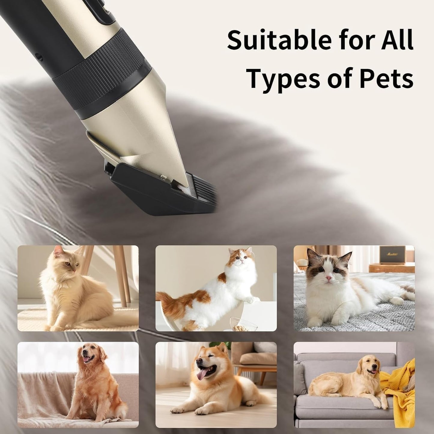 FuzzyFix low noise dog and cat trimmer showing titanium blade close up.
