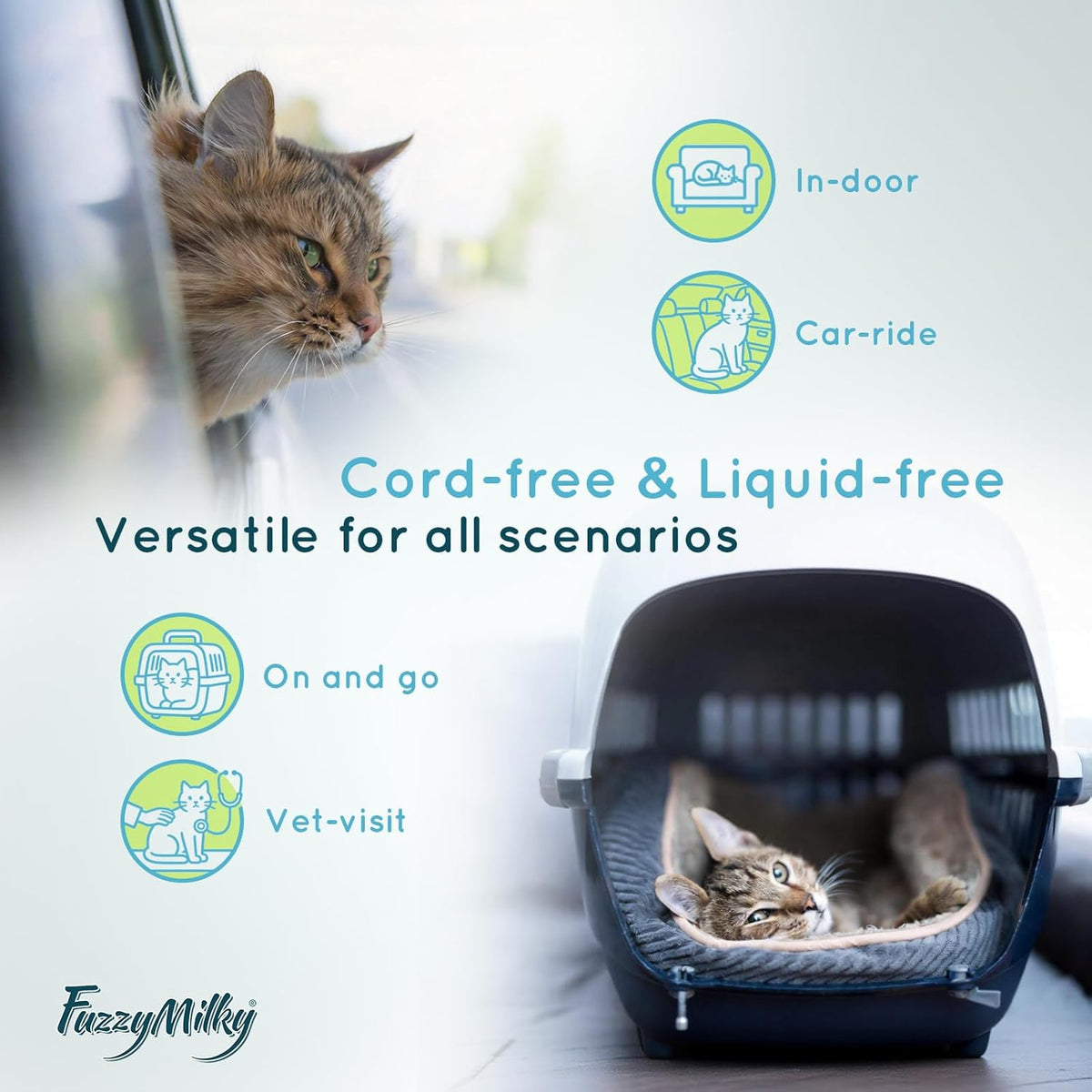 Safe drug free pet calming gel showing safe usage for multi cat homes.