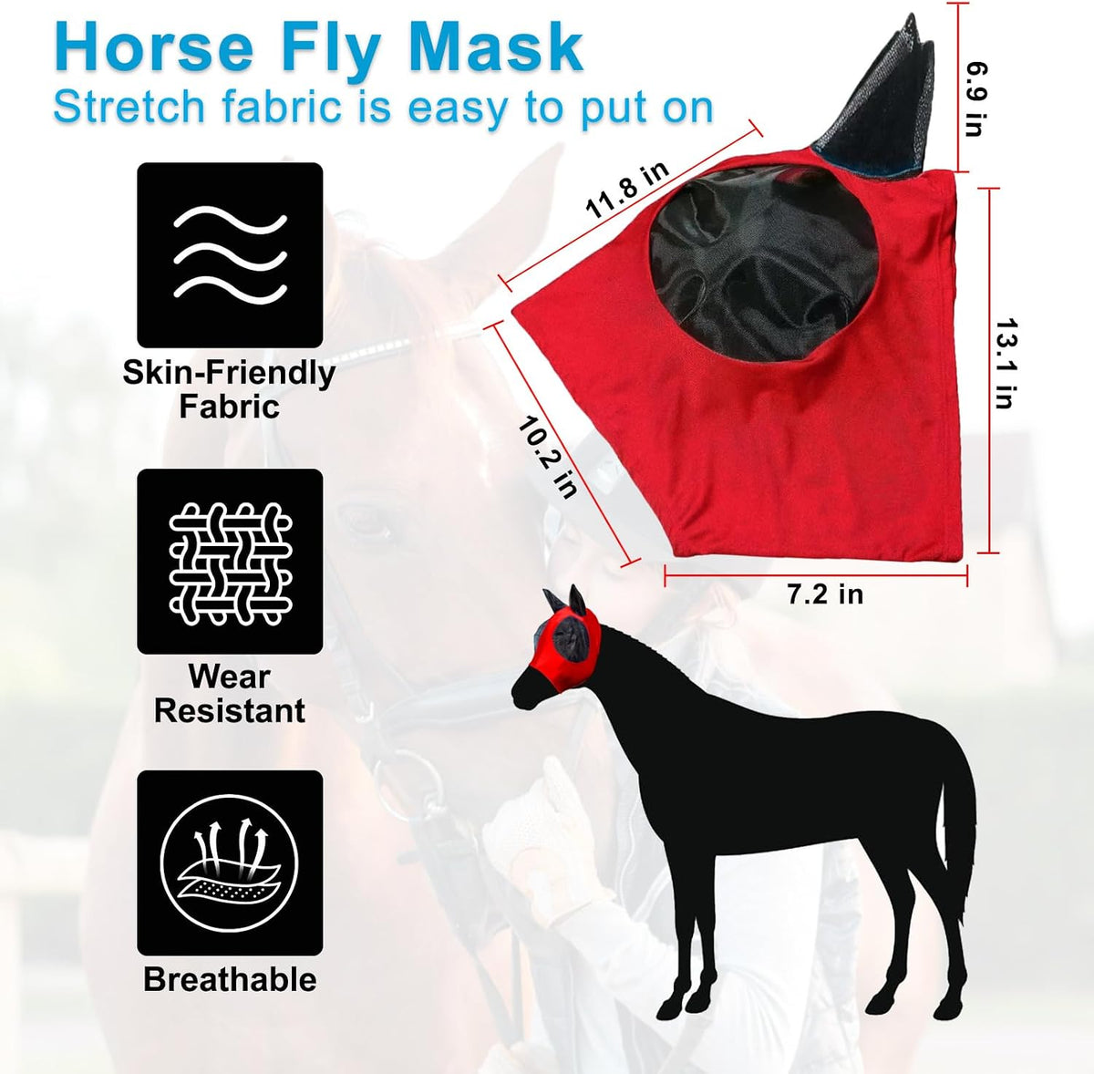 Foxlvda fly mask breathable mesh fabric detail