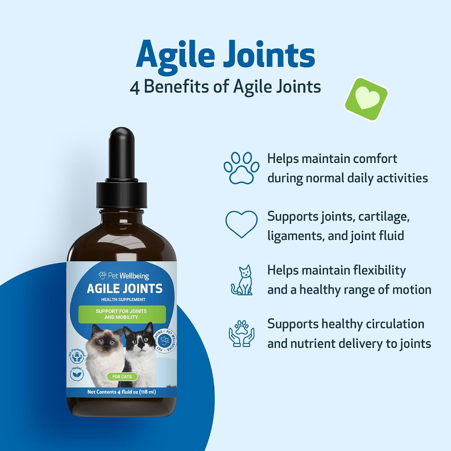 Side view of Pet Wellbeing Agile Joints bottle showing ingredients
