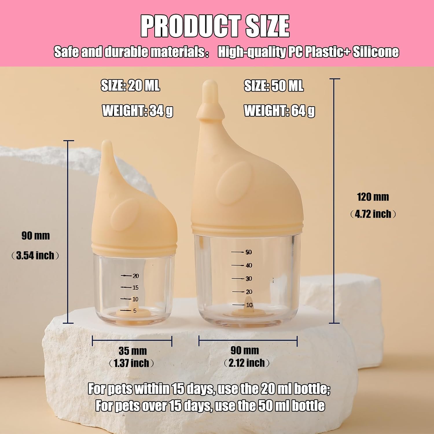 LogFaadCoi premium pet nursing kit packaging layout with replacement parts