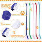 Pet owner using a long handled Honeydak brush for dog dental care.