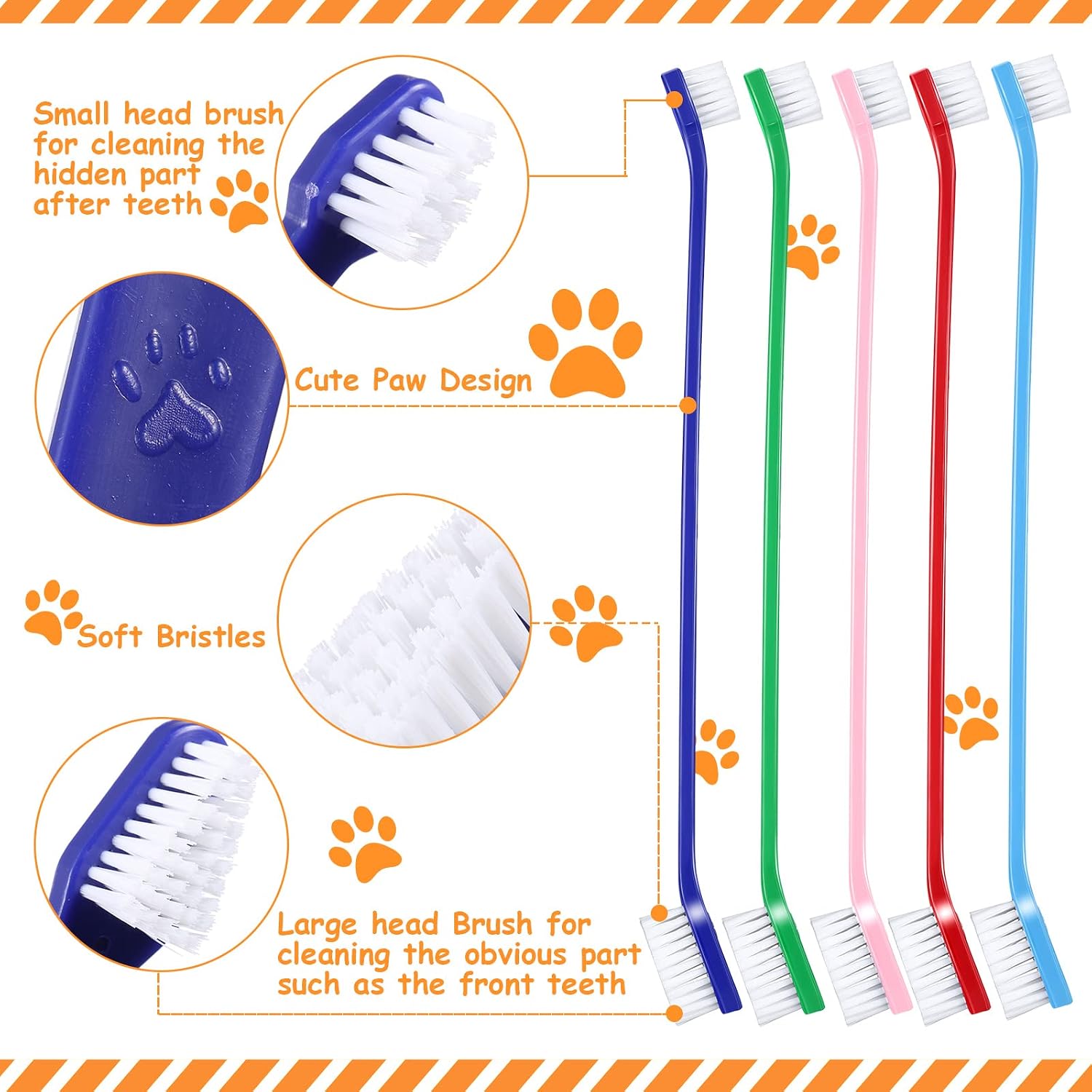 Pet owner using a long handled Honeydak brush for dog dental care.