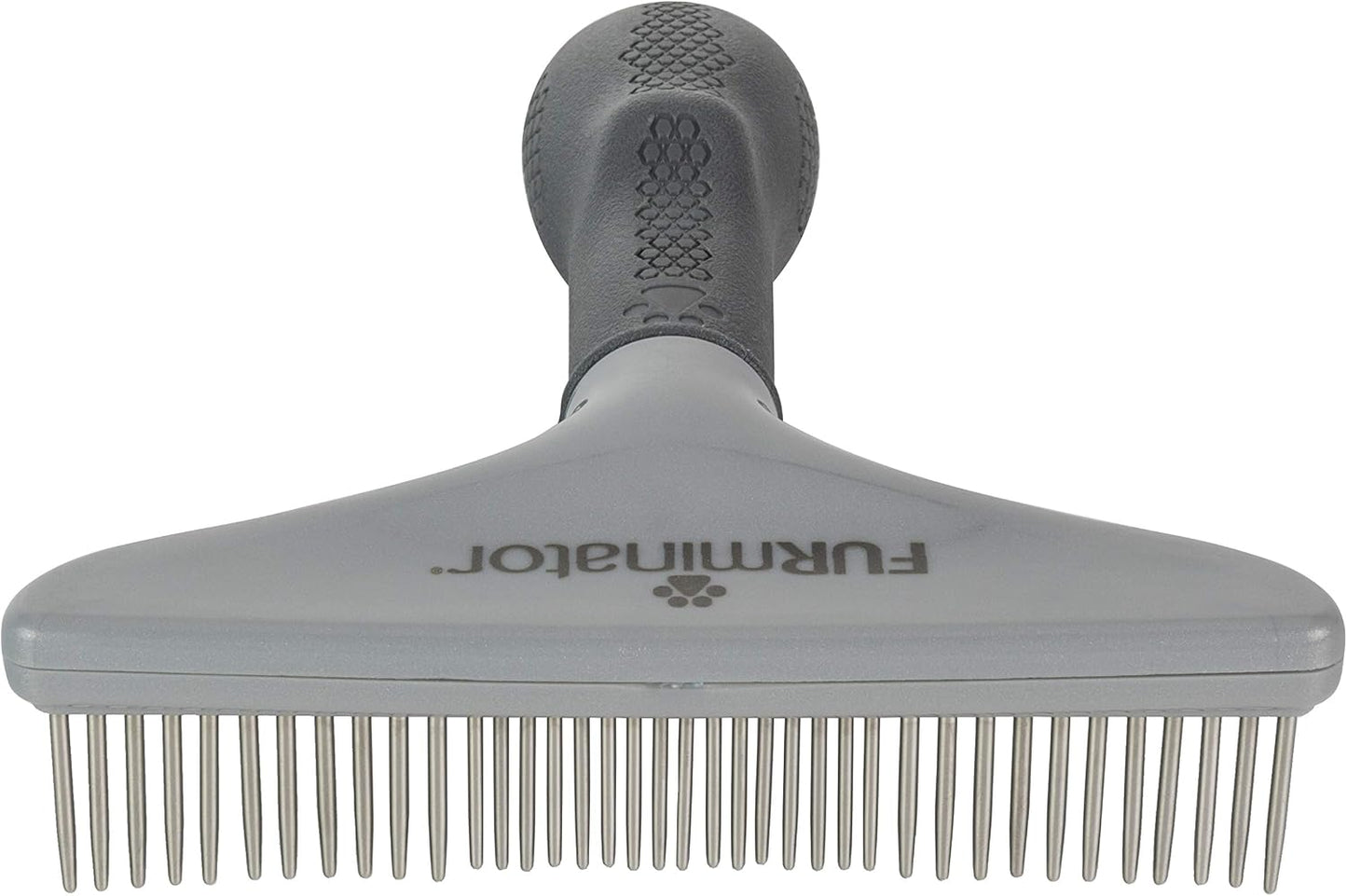 Close up of rotating metal teeth on FURminator rake