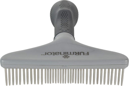 Close up of rotating metal teeth on FURminator rake