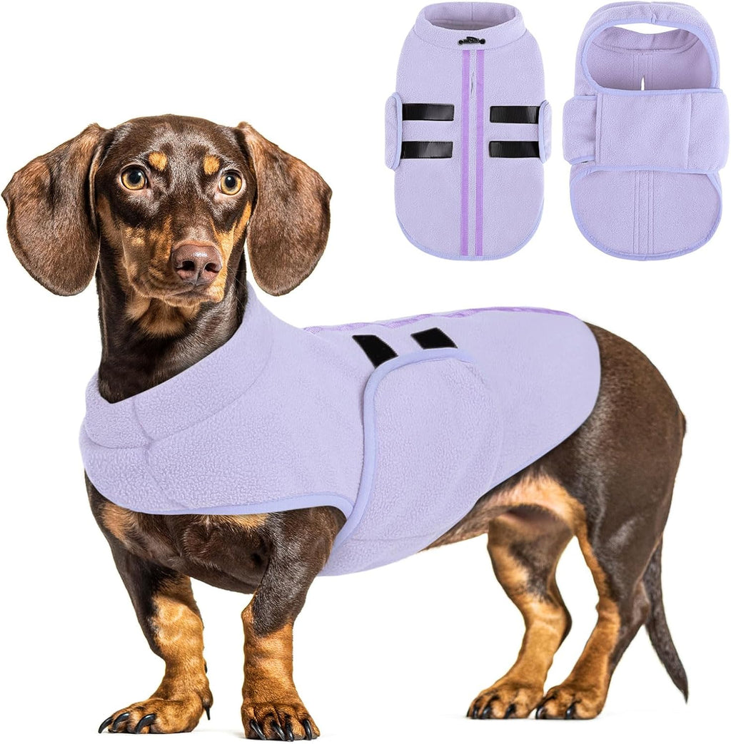Queenmore Small Dog Sweaters, Soft Fleece Vest Pullover Dog Jacket with Leash Hole, Warm Winter Pet Clothes Cold Weather Doggy Dachshund Sweater for Medium Dogs Cats Boy or Girl (Lavender, S) - Image 9