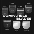 Dual pack of Balmoni adjustable professional clipper blades laid flat on a clean surface.