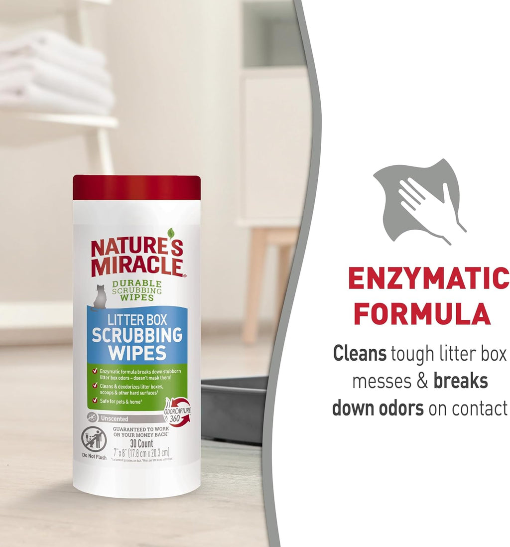 Natures Miracle litter box scrubbing wipes lifestyle setting