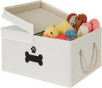 Dog Toy Basket with Lid, Dog Basket for Toys, Dogs Toy Box with Cotton Rope Handles, Collapsible Storage Bins for Pet Toys, Dogs Storage Organizer, Beige - Image 13