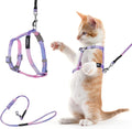TIESOME Cat Harness and Leash Set front view showcasing the gradient purple air mesh vest design.