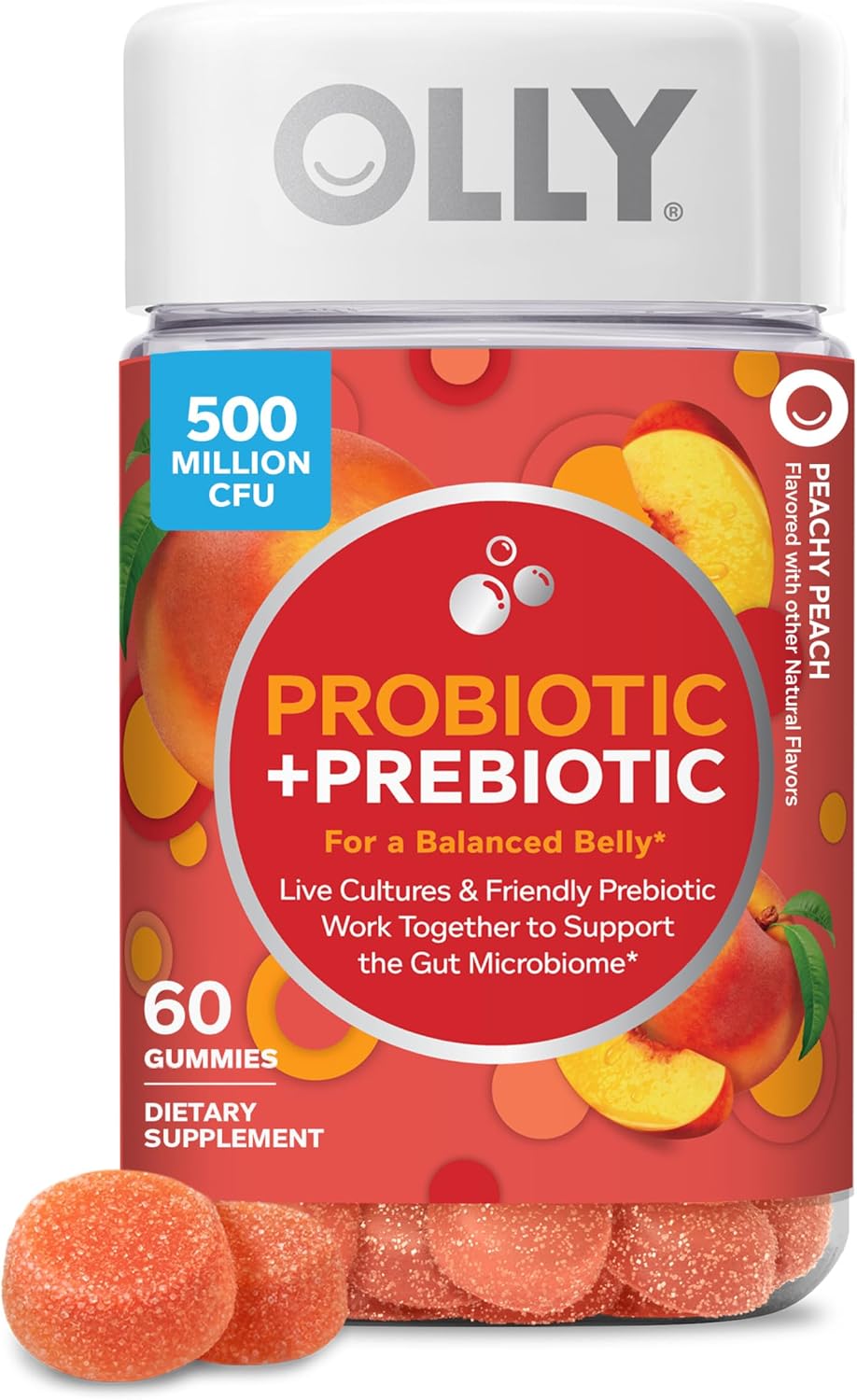OLLY Probiotic + Prebiotic Gummy, 500 million CFUs, Peachy Peach - 30 Count - Image 12